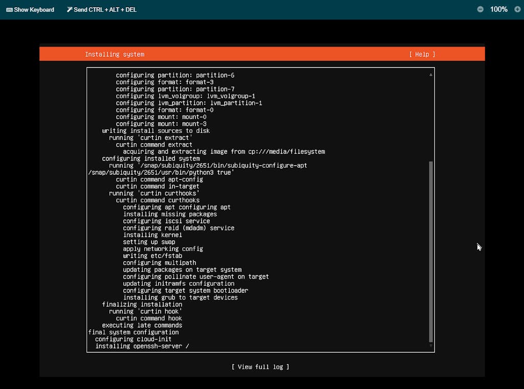 Ubuntu Server LTS Setup Root Server 14 installing