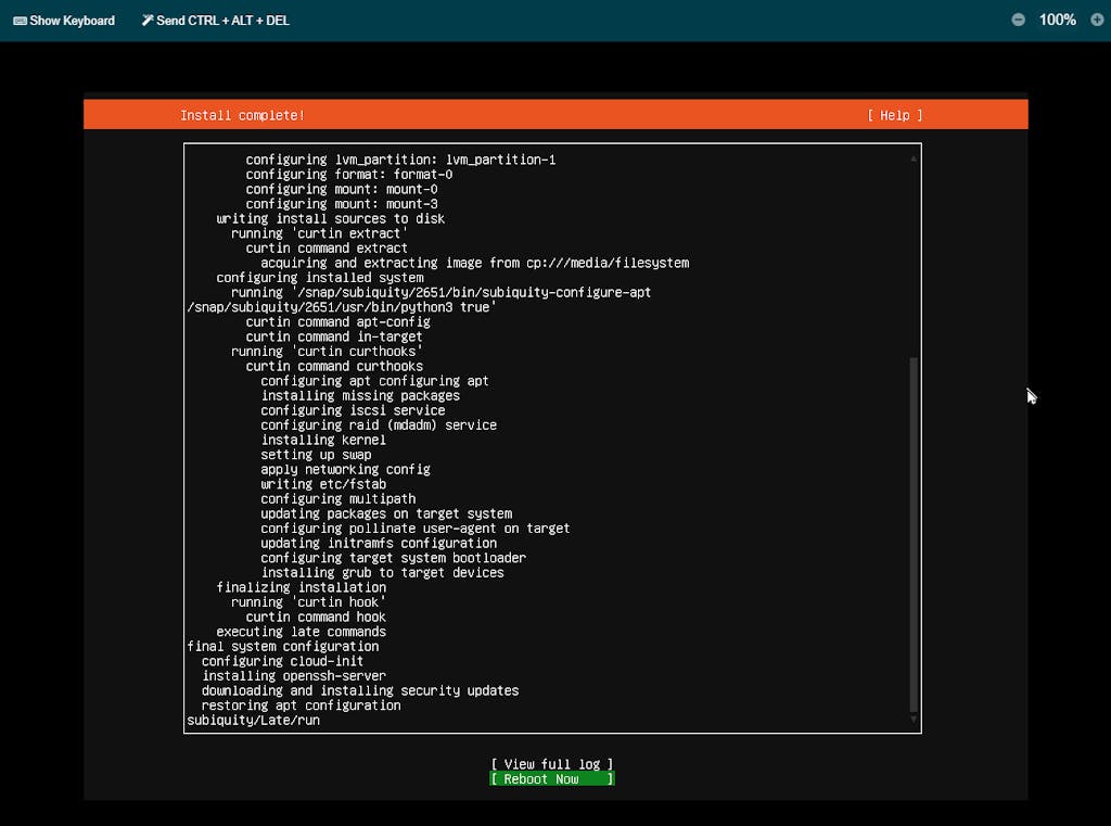 Ubuntu Server LTS Setup Root Server 16 reboot