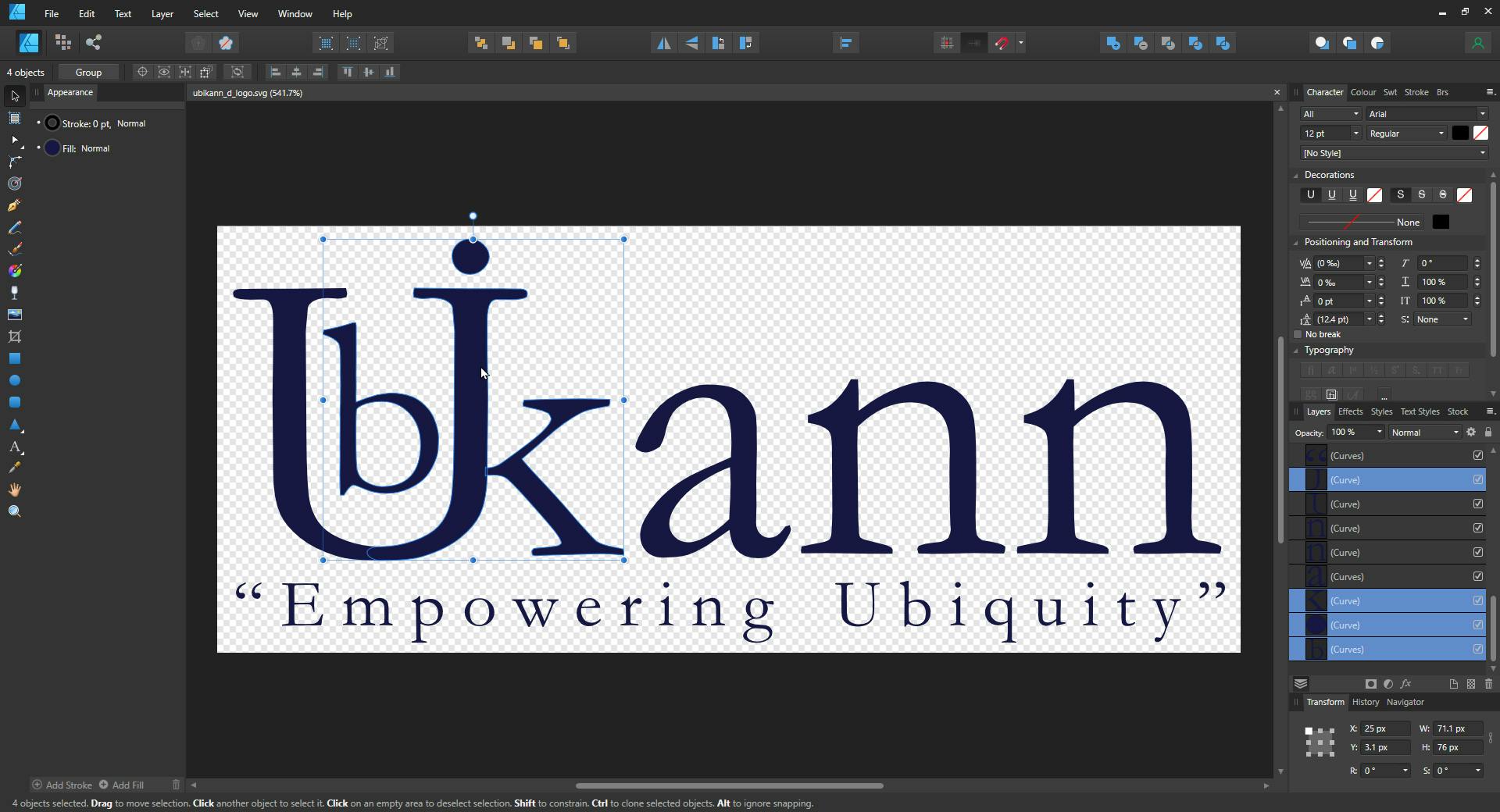 Ubikann logo using affinity design